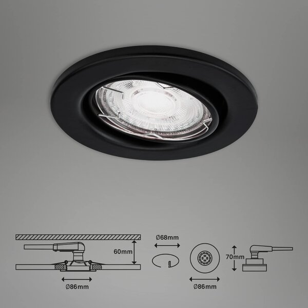 BRILONER 3ks LED vestavné svítidlo, pr. 8,6 cm, 5 W, černá BRI 7147-035