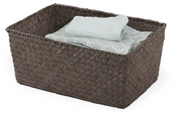 Úložný košík Compactor KITO - ručně pletený, 30 x 20 x 13 cm, kouřově hnědý