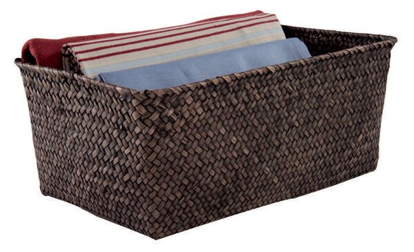 Úložný košík Compactor KITO - ručně pletený, 30 x 20 x 13 cm, kouřově hnědý
