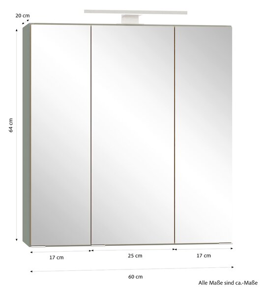 ZRCADLOVÁ SKŘÍŇKA, rákosová zelená, rákosová zelená, 60/64/20 cm Held - Koupelnové série, Online Only