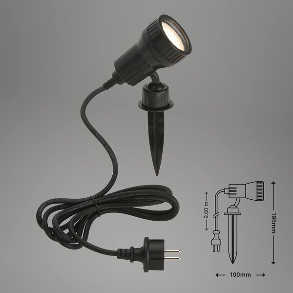 BRILONER Venkovní svítidlo 19,5 cm 1xGU10 3W 250lm černá IP44 BRILO 3075-015