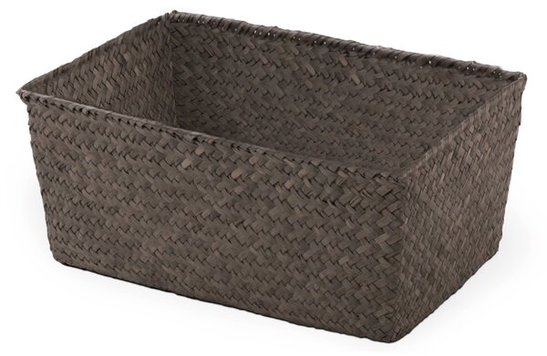 Úložný košík Compactor KITO - ručně pletený, 30 x 20 x 13 cm, kouřově hnědý