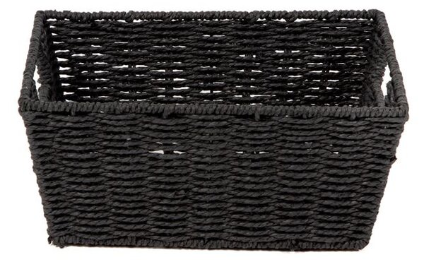 Ručně pletený úložný košík Compactor ETNA, 31 x 24 x 14 cm, černý