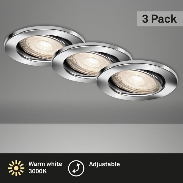 BRI 7147-038 3ks LED vestavné svítidlo, pr. 8,6 cm, 5 W, chrom - BRILONER