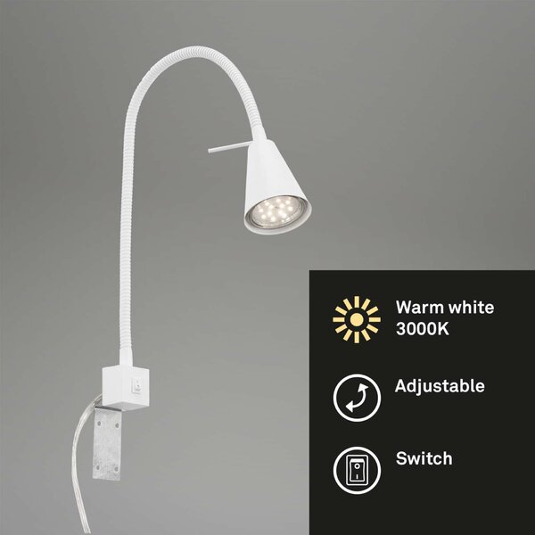 BRILONER Flexibilní nástěnné svítidlo 40,3 cm 1xGU10 5W 400lm bílé BRI 2080016