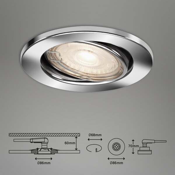 BRI 7147-038 3ks LED vestavné svítidlo, pr. 8,6 cm, 5 W, chrom - BRILONER