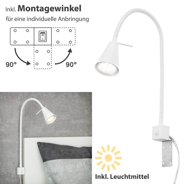 BRILONER Flexibilní nástěnné svítidlo 40,3 cm 1xGU10 5W 400lm bílé BRI 2080016