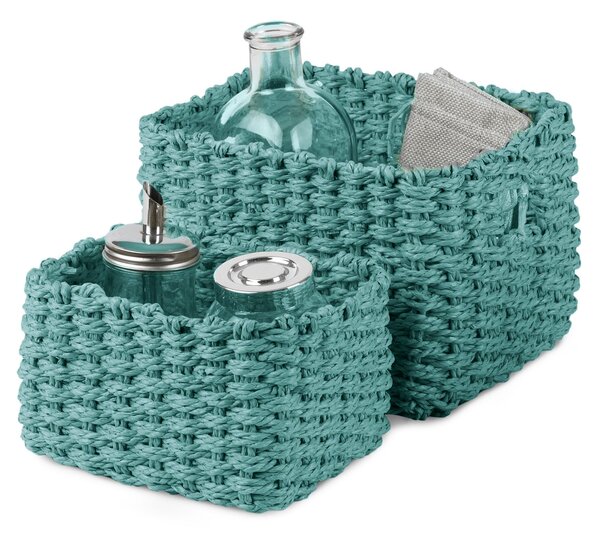 Set pletených košíků Compactor Lisou, 2 dílný - zelený AQUA