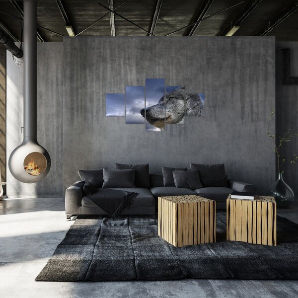 Obraz - Vlčí hlava (125x70 cm)