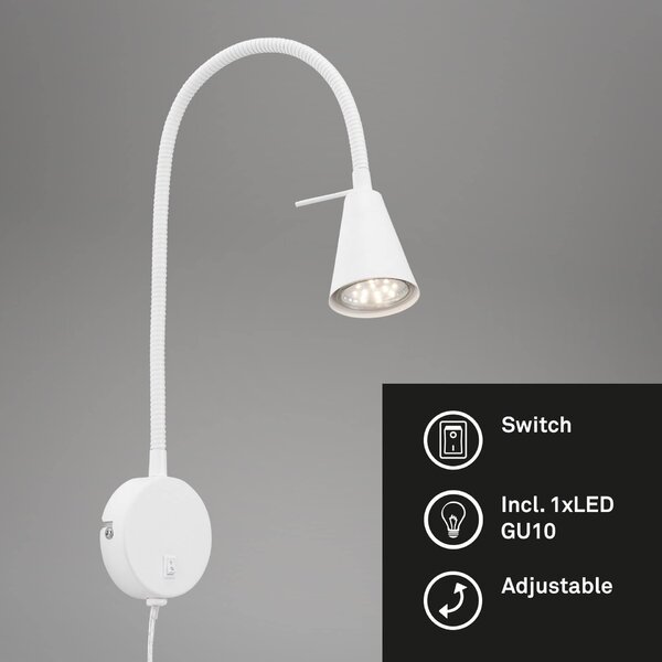 BRILONER Flexibilní nástěnné svítidlo 45 cm 1xGU10 5W 400lm bílé BRI 2082016