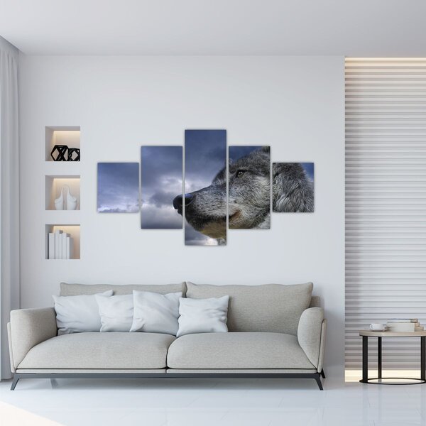 Obraz - Vlčí hlava (125x70 cm)