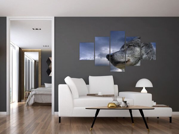 Obraz - Vlčí hlava (125x70 cm)