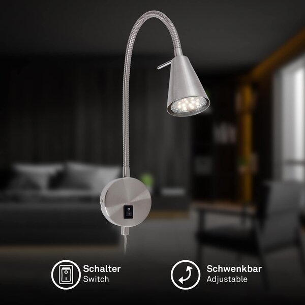 BRILONER Flexibilní nástěnné svítidlo 45 cm 1xGU10 5W 400lm matný nikl BRI 2082012