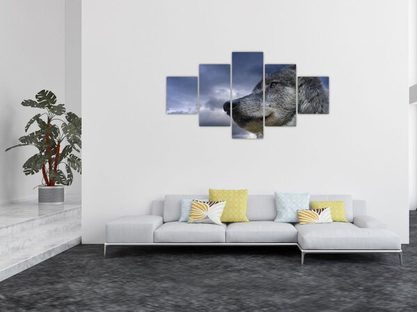 Obraz - Vlčí hlava (125x70 cm)