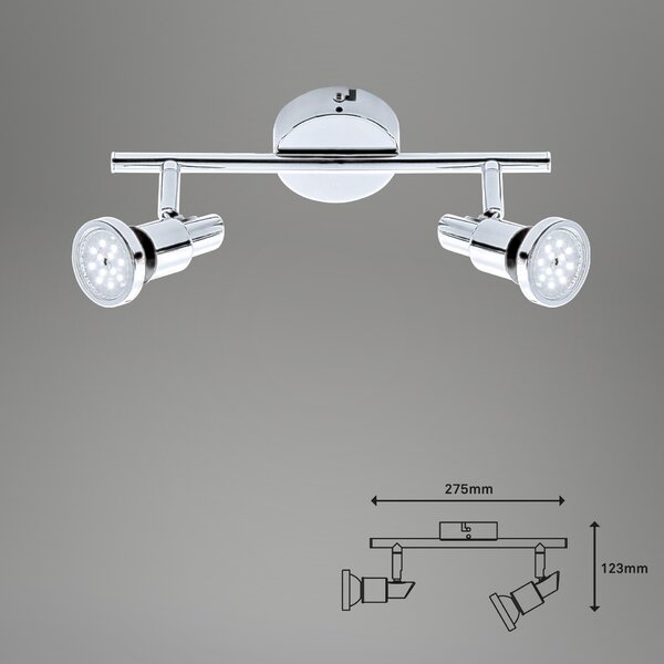 BRILONER LED bodové svítidlo 27,5 cm 2xGU10 9,6W 800lm chrom BRI 2992-028