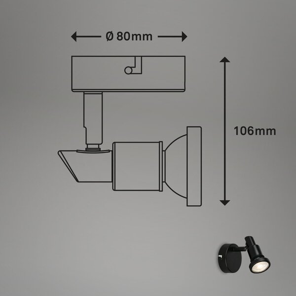 BRILONER LED bodové svítidlo pr. 8 cm 1xGU10 4,8W 400lm černá BRI 2992-015