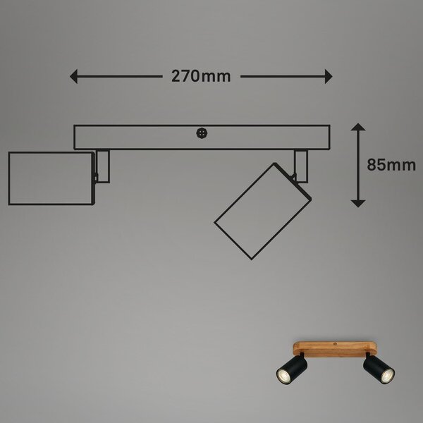 BRILO 2922-025 Bodové svítidlo 27 cm 2xGU10 max. 9W černá - BRILO