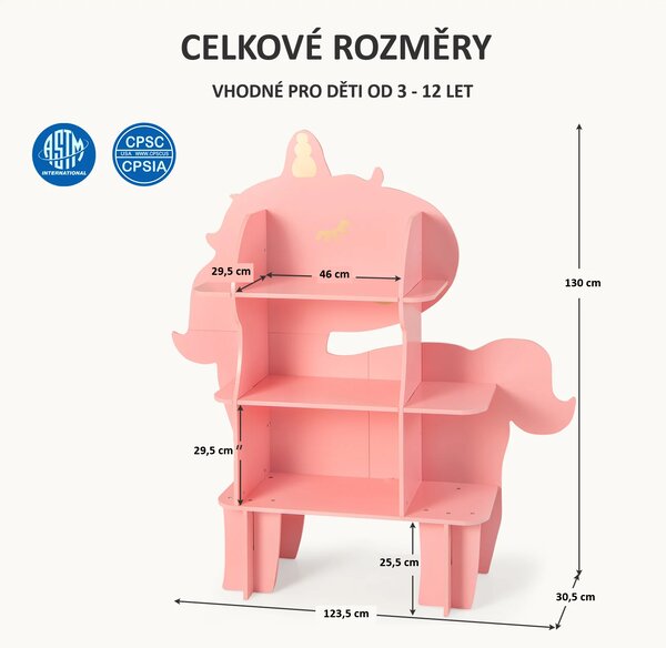 Dětská knihovna motiv jednorožec, růžová TP10192PI