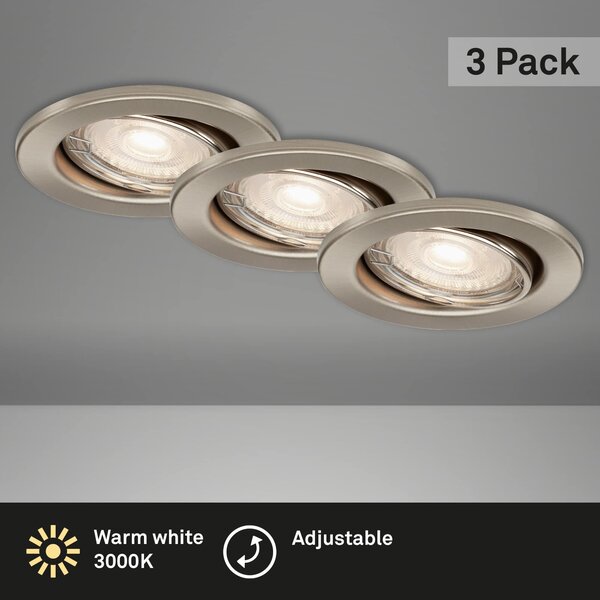 BRI 7147-032 3ks sada LED vestavné svítidlo, pr. 8,6 cm, 5 W, matný nikl - BRILONER