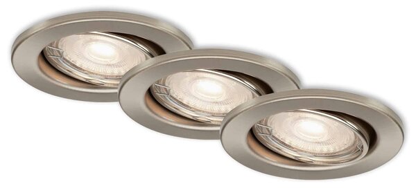 BRI 7147-032 3ks sada LED vestavné svítidlo, pr. 8,6 cm, 5 W, matný nikl - BRILONER