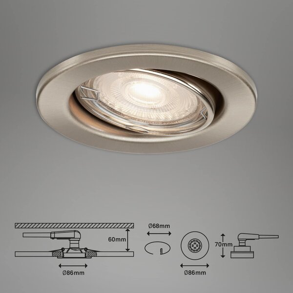 BRI 7147-032 3ks sada LED vestavné svítidlo, pr. 8,6 cm, 5 W, matný nikl - BRILONER