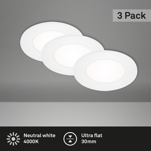 BRI 7125-436 AKCE - 3ks sada LED vestavná svítidla pr. 8,6 cm 3x 3W bílé - BRILONER
