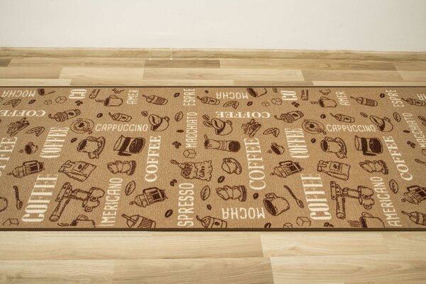 Makro Abra Koberec pogumovaný Coffee 04 Popisy hnědý 100 x 100 cm
