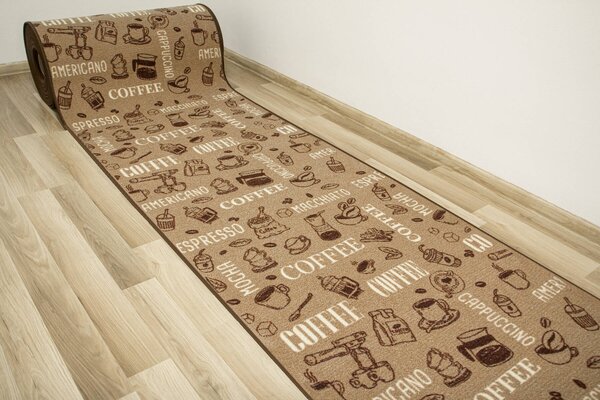 Makro Abra Koberec pogumovaný Coffee 04 Popisy hnědý 100 x 100 cm