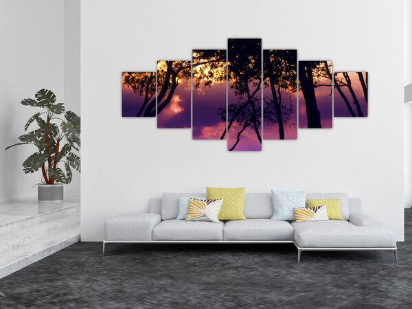 Obraz - Stromy při západu slunce (210x100 cm)