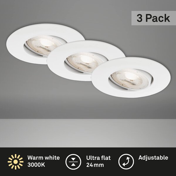 BRI 7146-036 3ks sada ultraploché LED vestavné svítidlo, pr. 9 cm, 5 W, bílé - BRILONER