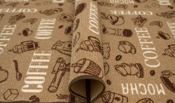 Makro Abra Koberec pogumovaný Coffee 04 Popisy hnědý 100 x 100 cm