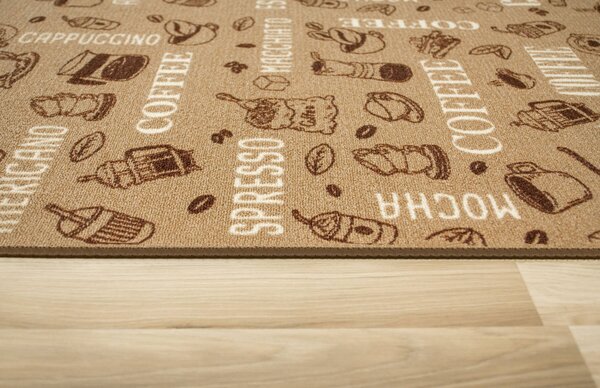 Makro Abra Koberec pogumovaný Coffee 04 Popisy hnědý 100 x 100 cm