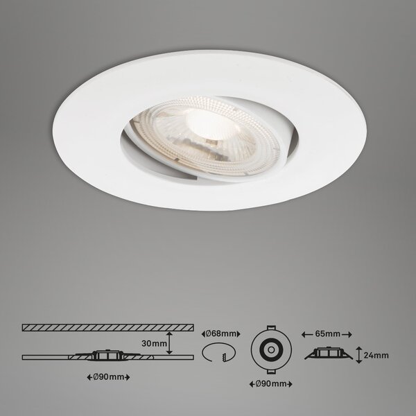 BRI 7146-036 3ks sada ultraploché LED vestavné svítidlo, pr. 9 cm, 5 W, bílé - BRILONER