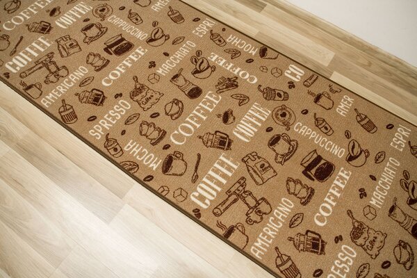 Makro Abra Koberec pogumovaný Coffee 04 Popisy hnědý 100 x 100 cm