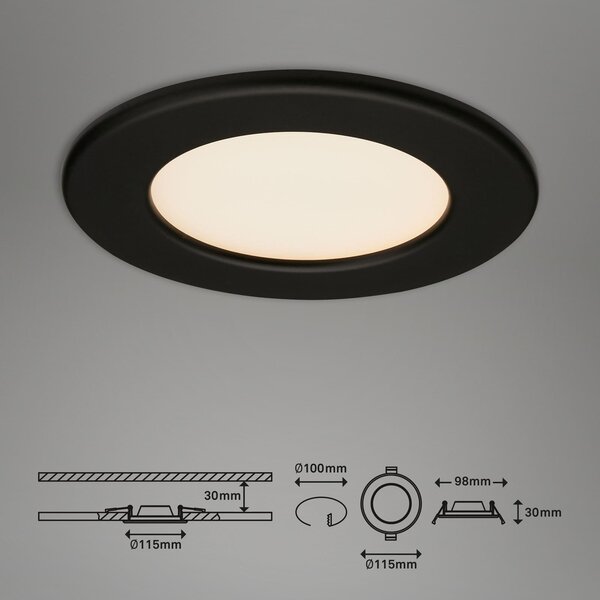 BRI 7053-035 3ks sada LED vestavné svítidlo, pr. 11,5 cm, 6 W, 650 lm, černá - BRILONER