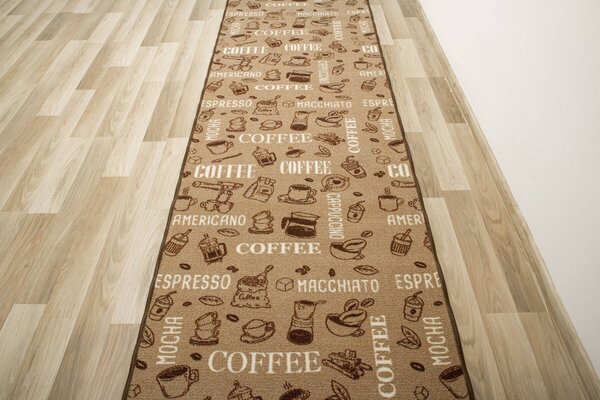 Makro Abra Koberec pogumovaný Coffee 04 Popisy hnědý 100 x 100 cm