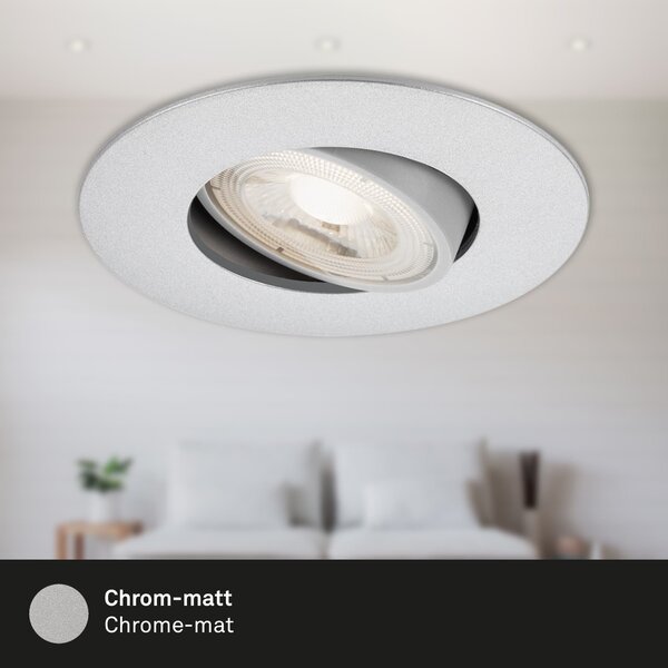 BRI 7146-034 3ks sada ultraploché LED vestavné svítidlo, pr. 9 cm, 5 W, matný chrom - BRILONER
