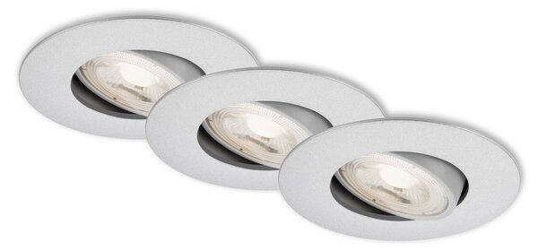 BRI 7146-034 3ks sada ultraploché LED vestavné svítidlo, pr. 9 cm, 5 W, matný chrom - BRILONER
