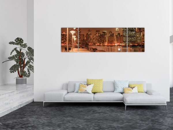 Obraz - Noční město (170x50 cm)