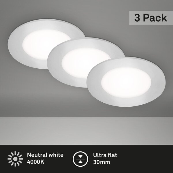 BRI 7125-434 LED vestavná svítidla 3ks sada, pr.8,6 cm, 3x LED, 3 W, 350 lm, matný chrom - BRILONER