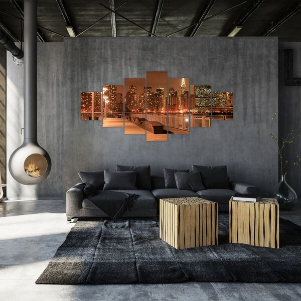 Obraz - Noční město (210x100 cm)