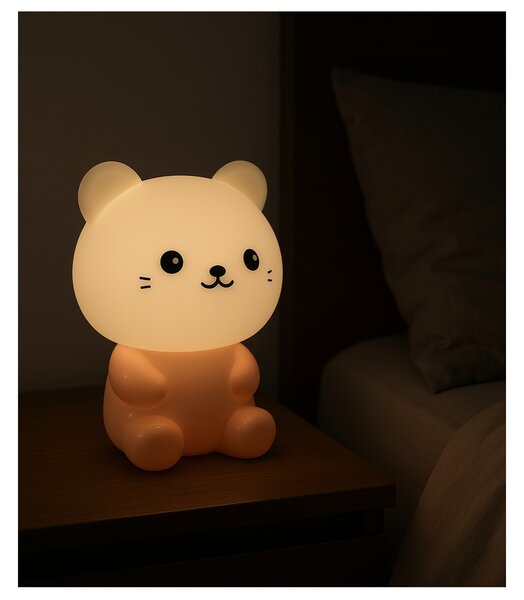 Dětská noční lampa CAT bílá/růžová