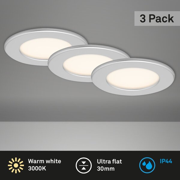 BRI 7053-034 3ks sada LED vestavné svítidlo, pr. 11,5 cm, 6 W, matný chrom - BRILONER