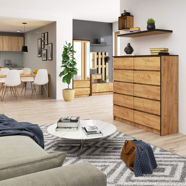 Ak furniture Komoda Kuba 120 cm dub craft zlatý