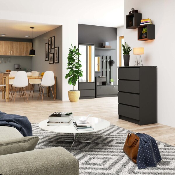 Ak furniture Komoda Kuba 60 cm - 4 šuplíky grafit