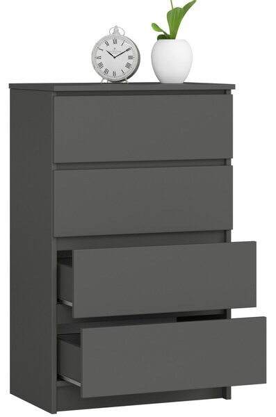 Ak furniture Komoda Kuba 60 cm - 4 šuplíky grafit
