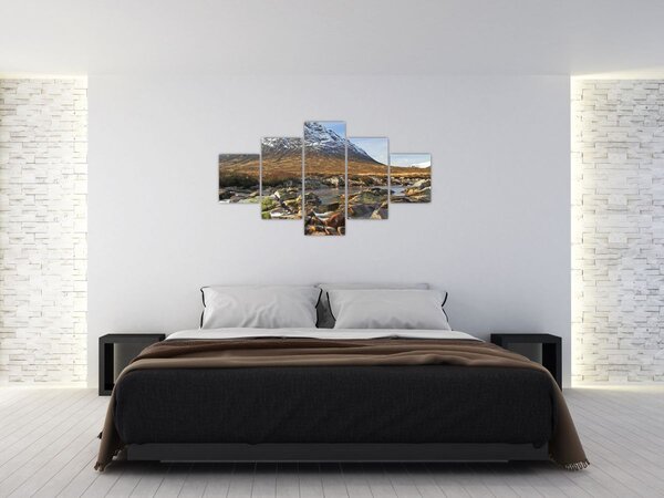 Obraz - Hora s řekou (125x70 cm)