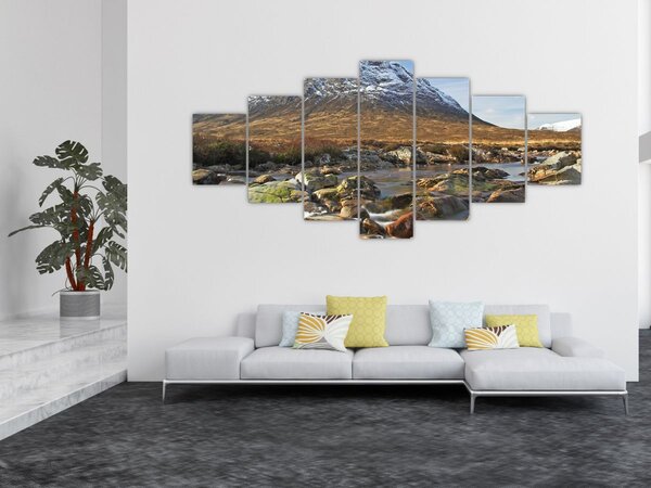 Obraz - Hora s řekou (210x100 cm)
