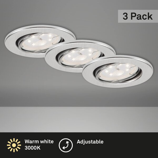 BRI 7225-039 3ks sada LED vestavné svítidlo, pr. 8,6 cm, 3 W, hliník - BRILONER