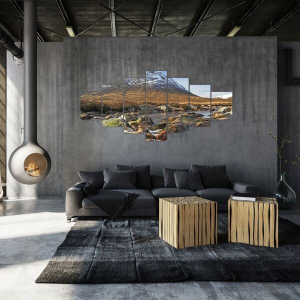 Obraz - Hora s řekou (210x100 cm)